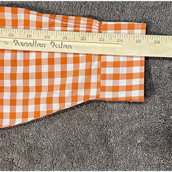 Brooks Brothers Mens L Orange Gingham Button Down Non Iron Supima Cotton Shirt - Picture 13 of 13